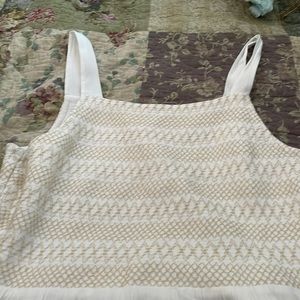 J Jill cotton sundress. Beautiful embroidered  detail tan and white. Lined